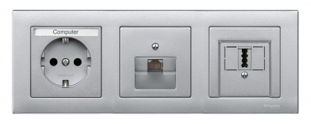 SE Merten SM Алюминий Накладка аудиорозетки 2-ой (мех М46701х)