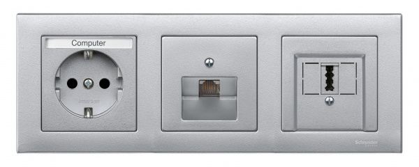 SE Merten SM Алюминий Накладка аудиорозетки 2-ой (мех М46701х)