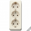 JUNG Штепсельная розетка SCHUKO 16А / 250В, тройная накладного монтажа, с монтажной платой  слоновая кость AP600