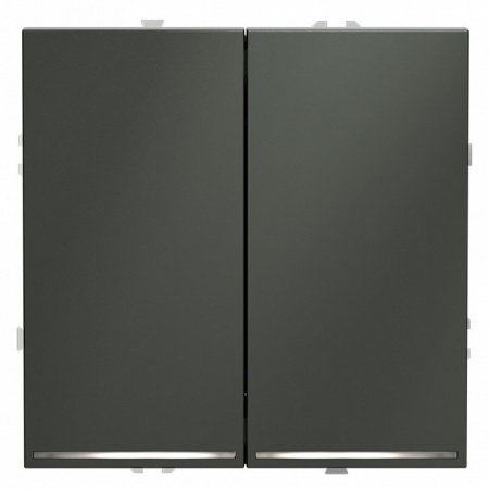 Выключатель встраиваемый VOLTUM S70 двухклавишный с подсветкой 10А, (титан)