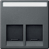SE Merten SM Антрацит Накладка розетки ТЛФ/комп 2-ой прямой