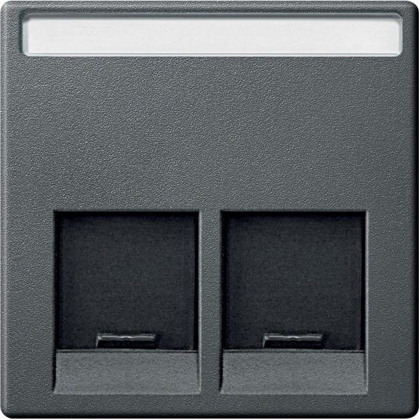 SE Merten SM Антрацит Накладка розетки ТЛФ/комп 2-ой прямой