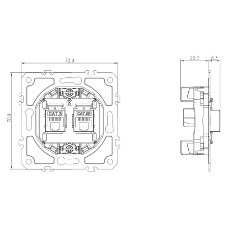 Donel Механизм розетки RJ11 + RJ45 (двойная) cat.3/5e/ClassE-4/8, серия DB, DB14500