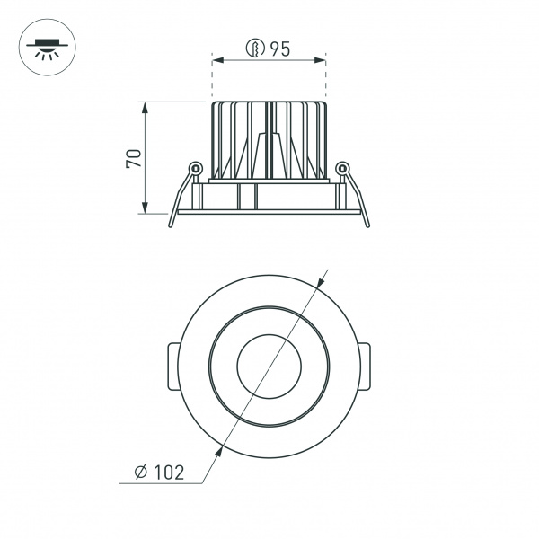 Светильник MS-FORECAST-BUILT-TURN-R102-12W Warm3000 (WH-WH, 32 deg, 230V) (Arlight, IP20 Металл, 5 лет)
