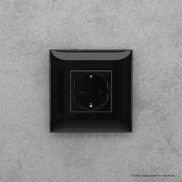 DKC Avanti Черный квадрат Розетка 2P+E со шторками