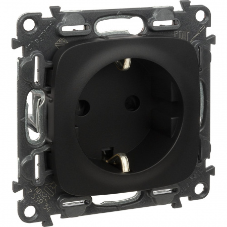 Legrand Valena ALLURE DIY Антрацит Розетка 1-ая с/з с защитными шторками, винт.зажим