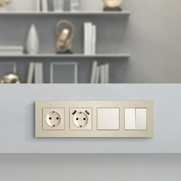 Рамка из металла на 4 поста АluMax шампань алюминий W0043511