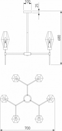 Потолочный светильник 60143/6 хром Eurosvet Prism