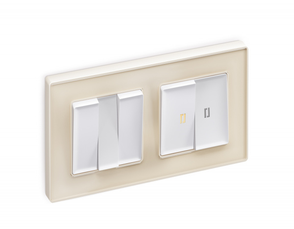 Комплект механизма 2-клавишного выключателя с подсветкой 3200K ALFA MA124010 Белый матовый QUANT