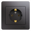 SE Glossa Графит Розетка с/з (в сборе)