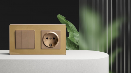 Розетка штепсельная SCHUKO 16A/250 В, золотой Kollinger REA-002GD для Aspekt, Eleganz, Reflex