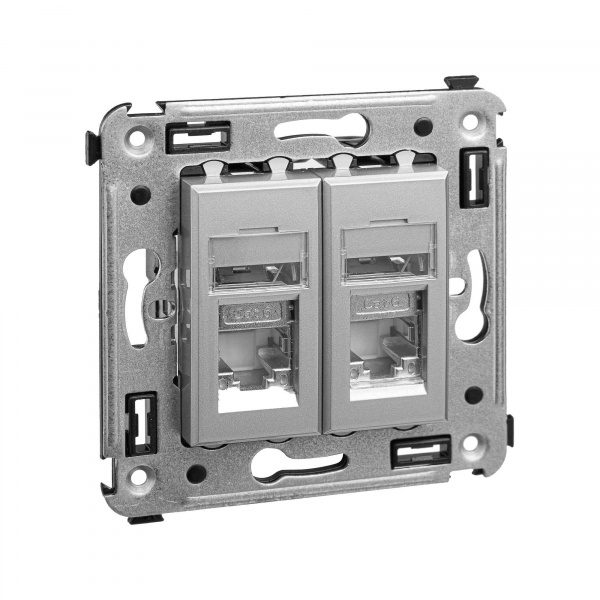 DKC Avanti Закаленная сталь Компьютерная розетка RJ-45 двойная  категория  6 экранированная