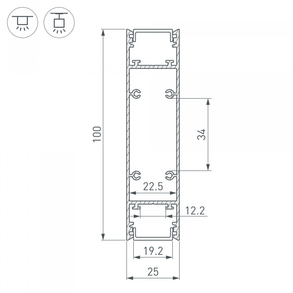 Arlight Профиль SL-LINE-25100-DUAL-2500 ROSE CHAMPAGNE (Алюминий)