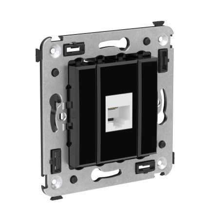 DKC Avanti Телефонная розетка RJ-12 без шторки в стену одинарная, Черный квадрат