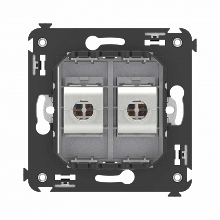 DKC Avanti Компьютерная розетка RJ-45 без шторки в стену, кат.6 двойная экранированная, Закаленная сталь