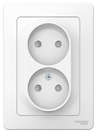 SE Blanca внутр Бел Розетка 2-ая б/з со шторками, 16А, 250В