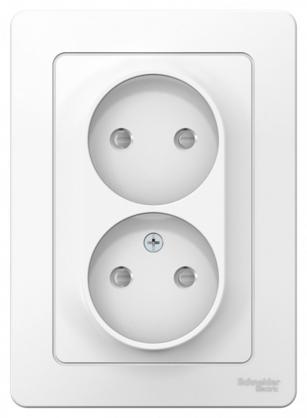 SE Blanca внутр Бел Розетка 2-ая б/з со шторками, 16А, 250В