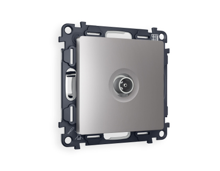 Комплект механизма TV розетки проходной ALFA MA513030 Сталь матовый 5-1000 MHz 4dB QUANT