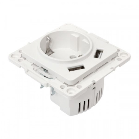 EKF Стокгольм Механизм Розетки 1-местной с/з, USB 2A 16А винтовые клеммы белый с защ. штор.