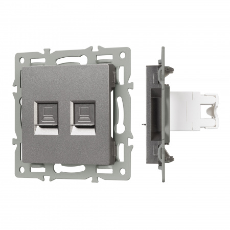 Arlight Механизм компьютерной розетки двойной SCT-MPC2-PL-GR (RJ-45, CAT6) (-)