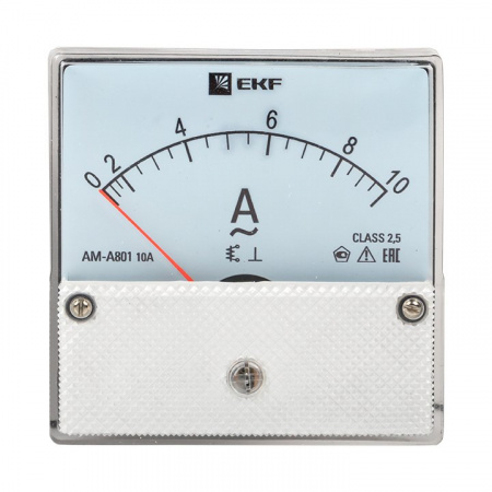 EKF PROxima Амперметр AMA-801 аналоговый на панель (80х80) круглый вырез 10А прямое подключение