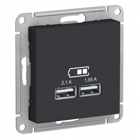SE AtlasDesign Карбон USB, 5В, 1 порт x 2,1 А, 2 порта х 1,05 А, механизм