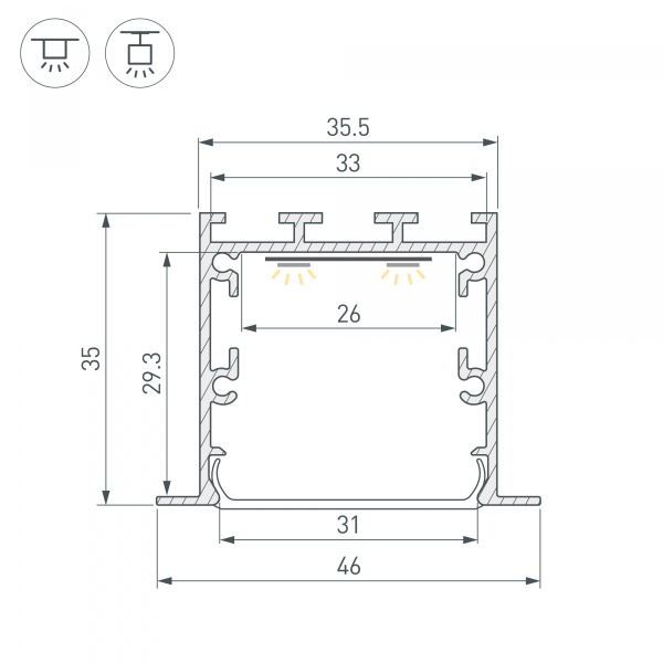 Arlight Профиль LINIA49-F-M-3000 BLACK (Алюминий)