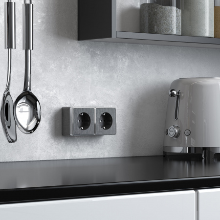 Розетка с заземлением Gallant графит рифленый W5071004