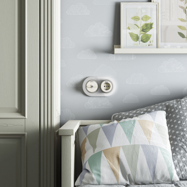 Выключатель на 4 положения двухклавишный Vintage слоновая кость матовый/хром W5822055