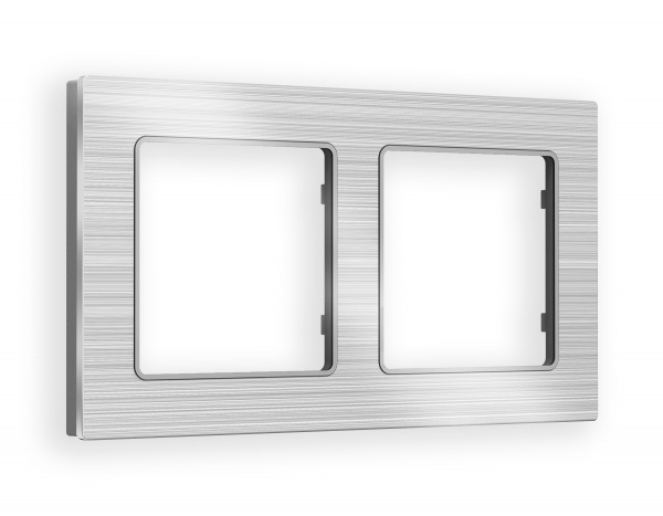 Рамка ALFA Platos (Серебро Металл шлифованный) 2-ая AF550102