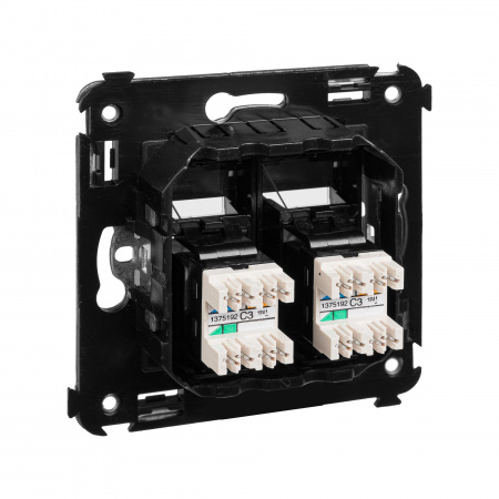 DKC Avanti Черный матовый телефонная розетка RJ-12 двойная