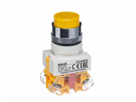 Dekraft Выключатель кноп. с фикс. ABFP D22 жел. 220В ВK-22