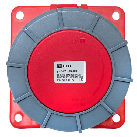 EKF PROxima Розетка стационарная внутренняя угловая 4442 3Р+РЕ 125А 380В IP67