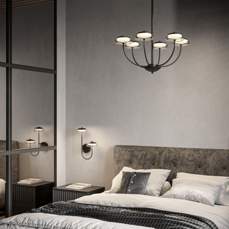 Настенный светодиодный светильник со стеклянными плафонами 50388/2 LED черный Eurosvet Fungo