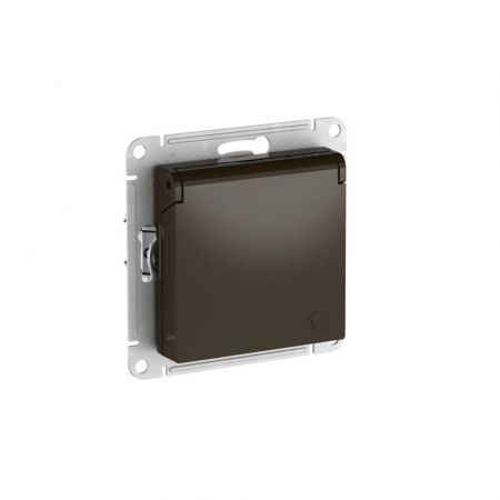 Systeme Electric AtlasDesign Мокко Розетка с заземл. со шторк. с крышкой, 16А,IP20,мех., быстрозажим. клем.