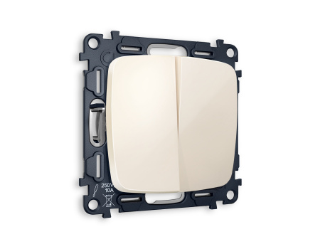 Комплект механизма 2-клавишного проходного выключателя OMEGA MO303020 Бежевый глянец QUANT