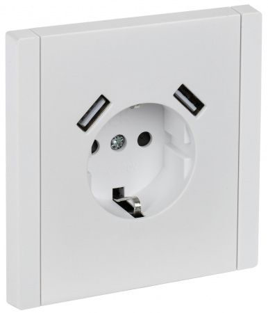 IEK FORTE&PIANO Белый Розетка с/з со шт винтовое крепление 16А USB A+A 3,1А FP245