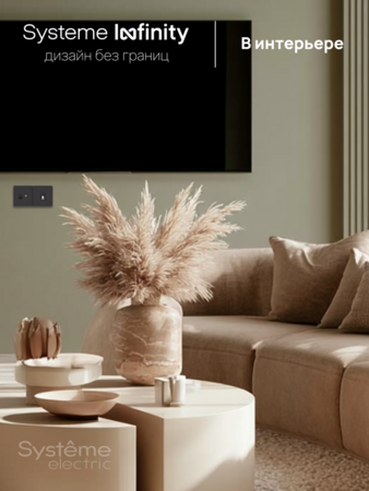 Systeme Electric Systeme Infinity Вулканический пепел Розетка информационная TV/FM и RJ-45 кат.5е