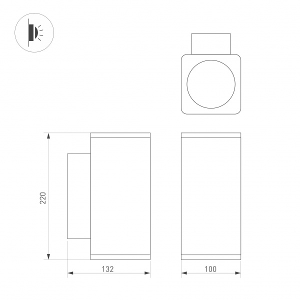Светильник LGD-EVO-WALL-TWIN-S100x100-2x12W Warm3000 (GR, 44 deg, 230V) (Arlight, IP54 Металл, 3 года)