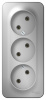 SE Blanca наруж Алюминий Розетка 3-ая б/з без шторок 16А, 250В, изолир. пластина