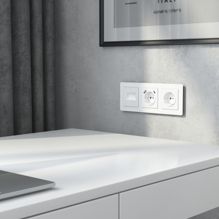 Накладка для двойной розетки Еthernet RJ-45 белый акрил W1191141