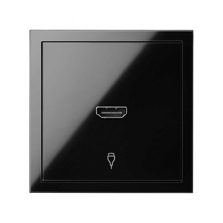 Simon 100 Черный глянец Накладка розетки HDMI