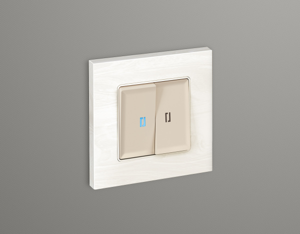 Комплект механизма 2-клавишного проходного выключателя с подсветкой 10000K ALFA MA324040 Бежевый матовый QUANT