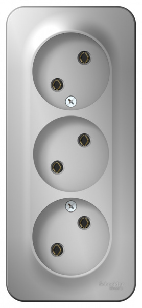 SE Blanca наруж Алюминий Розетка 3-ая б/з без шторок 16А, 250В, изолир. пластина