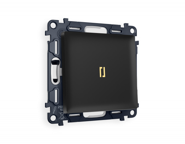 Комплект механизма 1-клавишного выключателя с подсветкой 3200K ALFA MA802010 Черный матовый QUANT