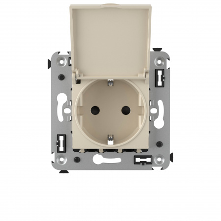 DKC Avanti Ванильная дымка Розетка с крышкой 2P+E