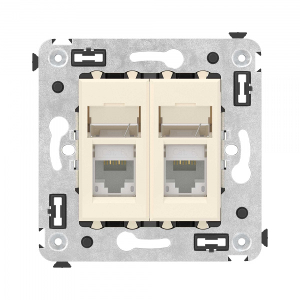 DKC Avanti Ванильная дымка Компьютерная розетка RJ-45 двойная  категория  6А