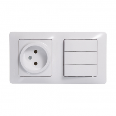 SE Glossa Бел Блок: розетка и 3-кл. выключатель
