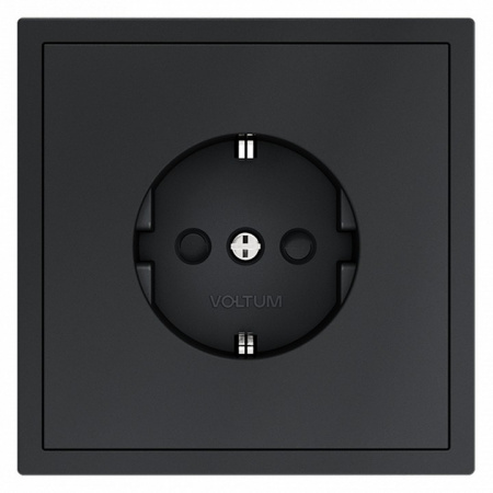 Розетка встраиваемая VOLTUM S70 с заземлением и защитными шторками, 16А, (графит)