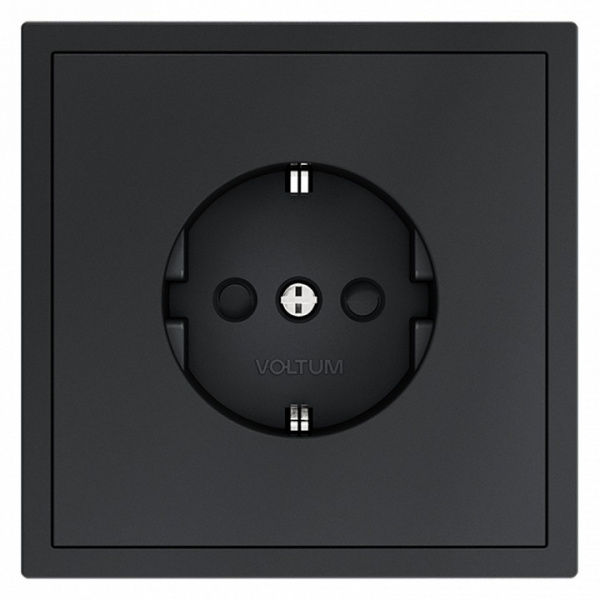 Розетка встраиваемая VOLTUM S70 с заземлением и защитными шторками, 16А, (графит)